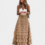 Boho skirt with satin details and open fabric