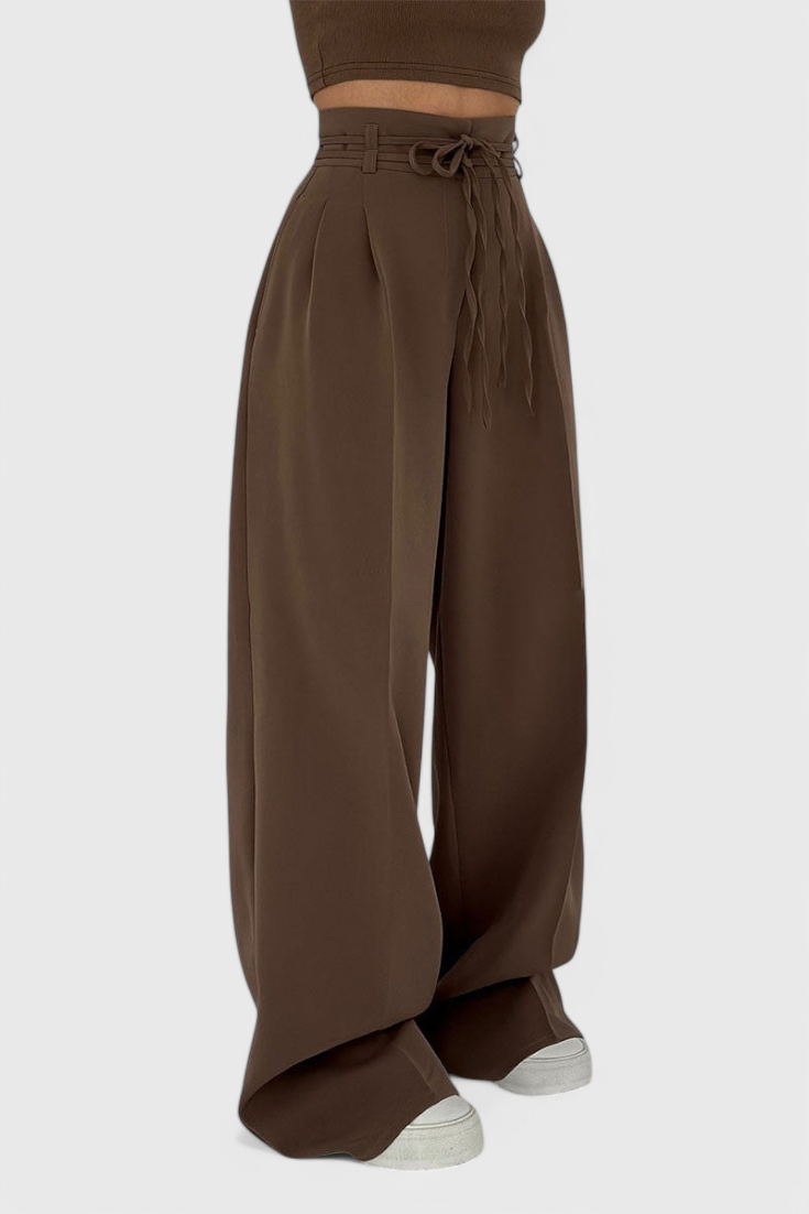 Sophie Wide Leg Pants with Drawstrings