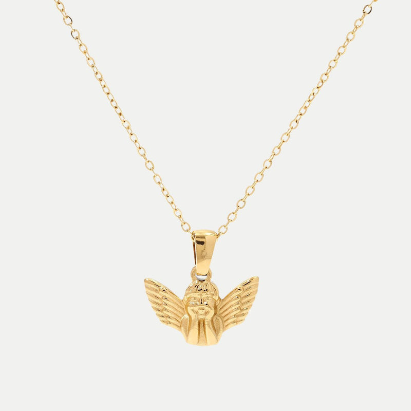 Frieda – Gold necklace with angel wing pendant
