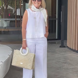 Trinidad™ | White Set Blouse and Wide Pants