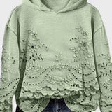 Soft green hoodie sweater with lace details