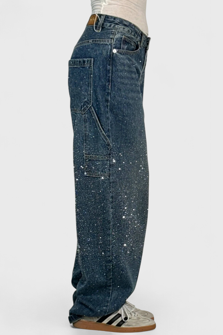 Dariya Cargo Balloon Jeans with Shine and Beaded Applications