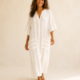 Aisha White Striped Kaftan