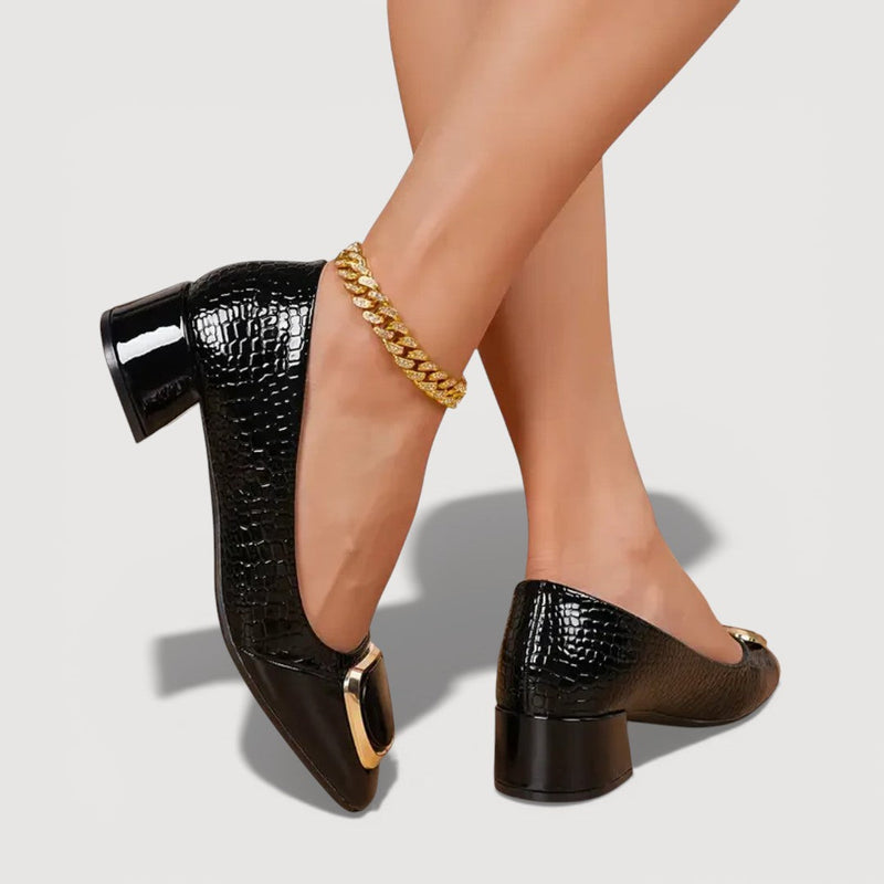 Livana™ | Crocodile Effect Square Heels