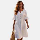 Helena - Dress with puff sleeves and buttons