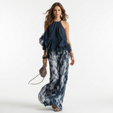 Ludovina - Blouse and pants set with exposed shoulders