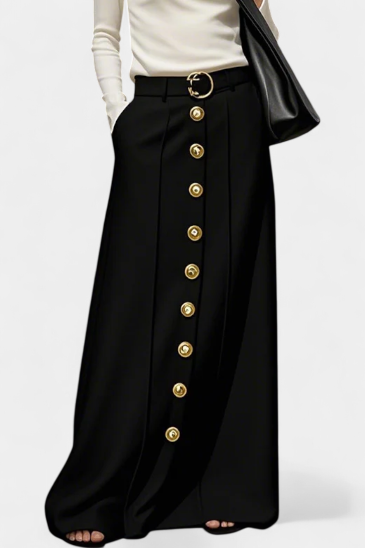 Ada Loose Button Skirt with Pockets and Urban Style
