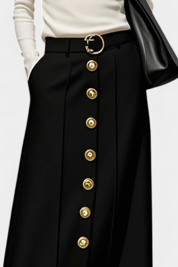 Ada Loose Button Skirt with Pockets and Urban Style