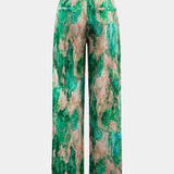 Inna High-Waisted Straight Leg Pants with Marble Print