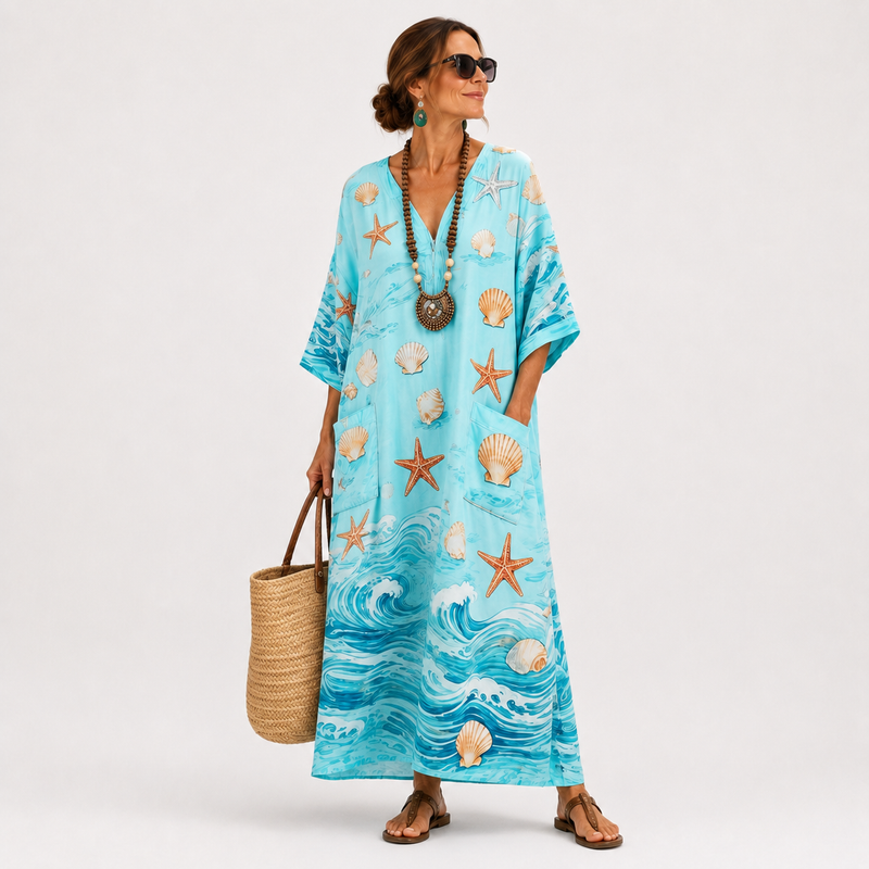 Lucía Turquoise Marine Caftan