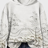 Soft green hoodie sweater with lace details