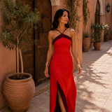 Simone | Long halter dress with slit
