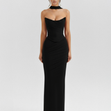 Long fitted dress with choker