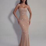 Shiny long dress with thin straps