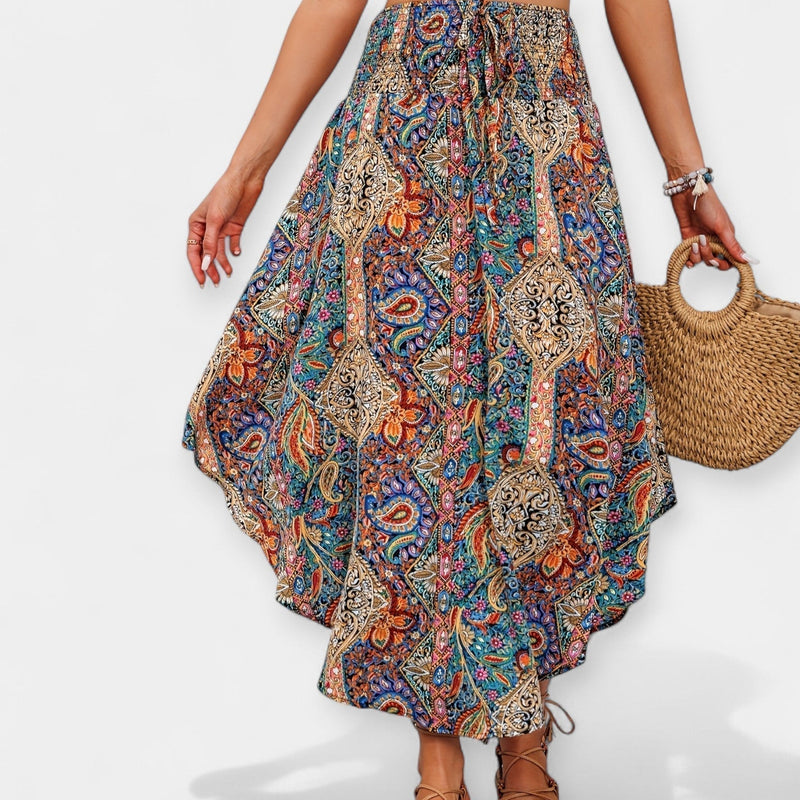 High-Waisted Floral Midi Skirt