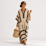 Beige Caftan with Black Stripes