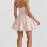 Short dress with corset and flared skirt