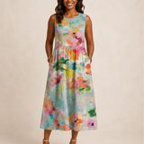 Yolanda | Elegant Multicolor Midi Dress