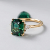 Elegant square ring with emerald