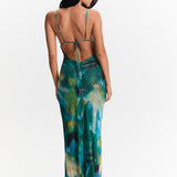 Long watercolor print dress
