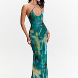 Long watercolor print dress
