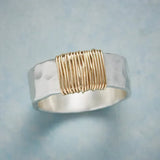 Boho Ring with Golden Threads