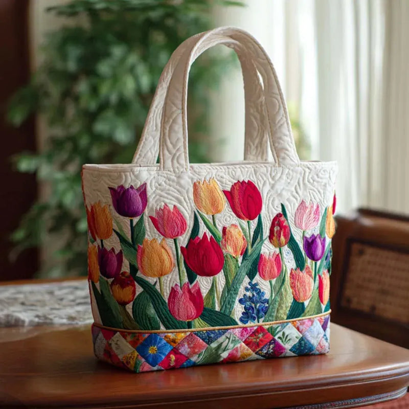 Quilted Bag with Tulips