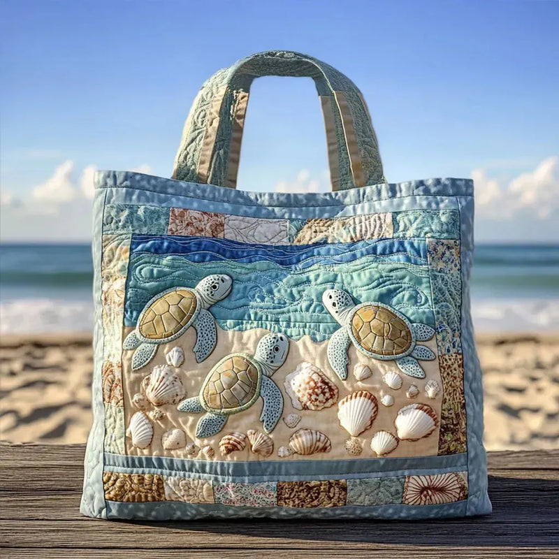 Handcrafted Quilted Bag with Turtle