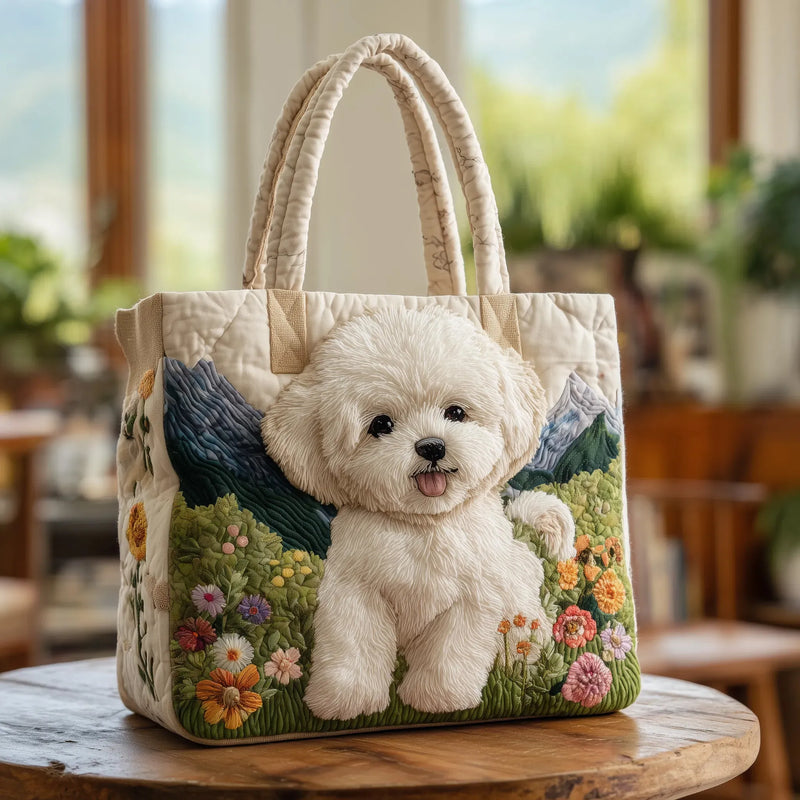 Handmade Quilted Bag with Dog