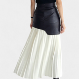 Noelle Asymmetrical Maxi Skirt in Chiffon and Synthetic Leather