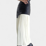 Noelle Asymmetrical Maxi Skirt in Chiffon and Synthetic Leather