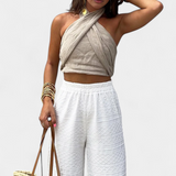 Lena | Cross Backless Top with Knot and Halter Style
