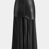 Noelle Asymmetrical Maxi Skirt in Chiffon and Synthetic Leather