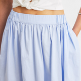 Yora A-Line Cotton Skirt with Elastic Waist and Pockets