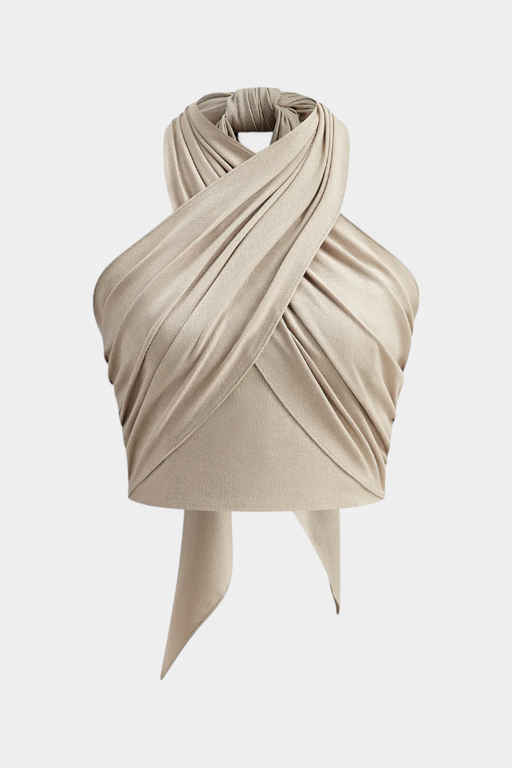 Lena | Cross Backless Top with Knot and Halter Style