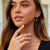 Elisa-Marie – Gold Earrings with Hanging Pearls.