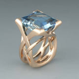 Elizabeth - Vintage rose gold ring with blue zirconias