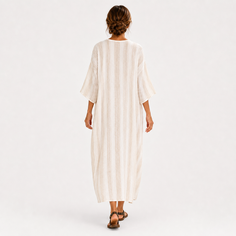 Aisha White Striped Kaftan