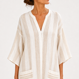 Aisha White Striped Kaftan