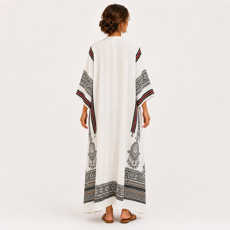 Clara White Ethnic Caftan