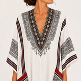 Clara White Ethnic Caftan