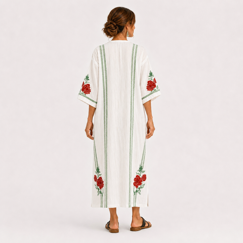 Elena White Roses Caftan