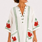 Elena White Roses Caftan