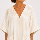 Beige Striped Kaftan