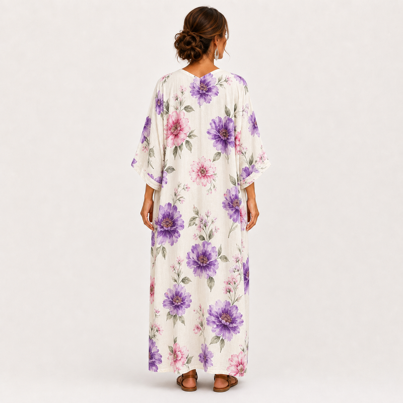 Inés White Floral Kaftan