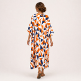 Layla Caftan Orange Geometric