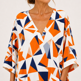 Layla Caftan Orange Geometric