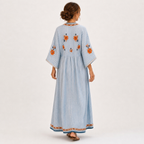 Embroidered Blue Marina Caftan