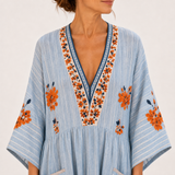 Embroidered Blue Marina Caftan