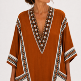 Nadia Ethnic Terracotta Caftan